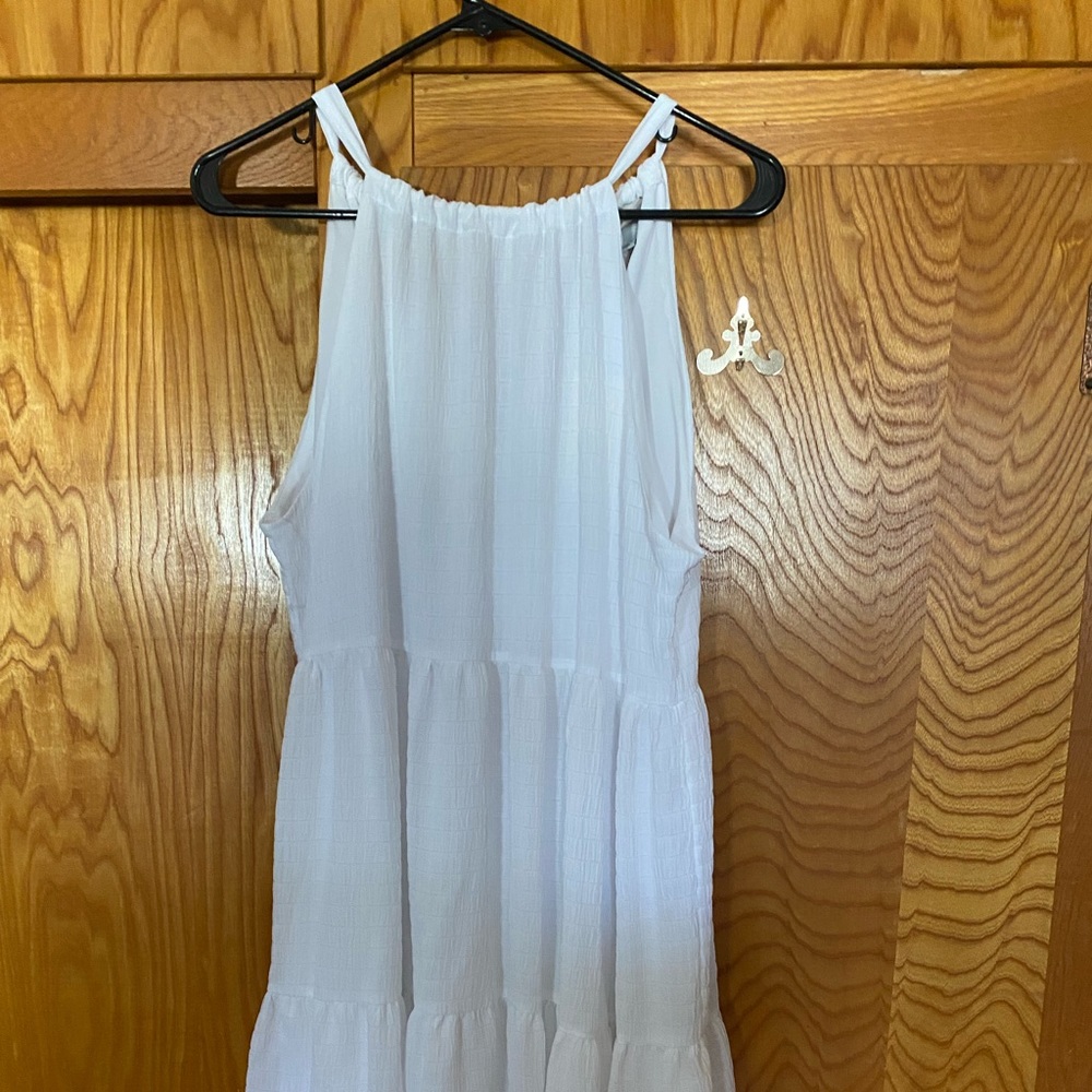 Knee length white summer dress